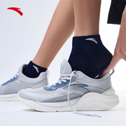 四双装安踏专业运动纯棉袜子中袜男女中筒袜舒适透气跑步袜子