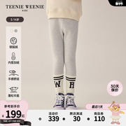 TeenieWeenie Kids小熊童装24年春女童条纹拼接加绒打底长裤
