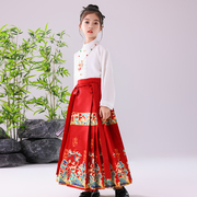 马面裙女童原创汉服中式国风，改良套装长袖，儿童古装明制唐装表演服