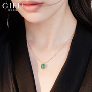 GIFU纯银项链女轻奢小众设计高级绿色宝石孔雀石锁骨链2021年