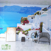 3d大自然大海背景墙卧室壁纸高级感饭店2022网红墙纸法式复古