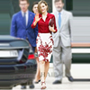 明星凯特王妃同款职业套装裙春夏高级感红色衬衫半身裙两件套装女