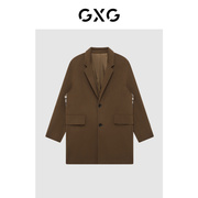 GXG男装2023年秋季商场同款棋盘格系列拼接大衣GC126011J