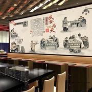 中式酒店酒楼壁画，复古怀旧立体壁纸火锅饭馆，饭店餐厅装修背景墙纸