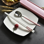 便携筷子勺子套装学生网红可爱三件套个性，创意ins不锈钢勺陶瓷筷