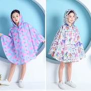 日式韩风儿童时尚卡通斗篷雨衣，男女童小孩学生背包雨披3-12岁