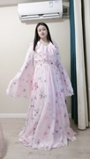 仙女裙定制裙长150厘米，双层同花色天丝，雪纺丝巾面料大摆裙喇叭袖