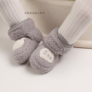 0-1岁新生婴儿秋冬鞋子3-6-12个月，宝宝保暖防掉软底学步棉鞋不掉