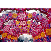 大型拱门装饰婚礼周年庆仿真花艺装饰布艺大花朵造型定制美陈道具