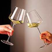 高脚杯2支装家用纯手工方形勃艮第玻璃葡萄酒杯子水晶红酒杯套装