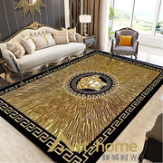 欧式轻奢地毯客厅沙发茶几毯卧室，床边毯黑金色，方形圆形地垫进门垫