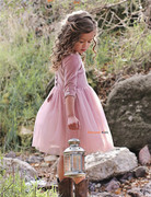 丹麦lunaluna女童精美复古丝绒，连衣裙儿童手工钉珠系带纱裙34