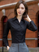 黑色衬衫女职业干练正装气质，长袖小众设计感衬衣工服优雅春秋衬衫