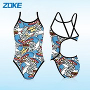 zoke洲克儿童泳衣女童女孩，小童速干中大童竞速专业训练比赛游泳衣