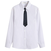 儿童长袖白衬衫男童秋冬纯棉白色衬衣中大童小学生校服表演出服装