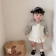 ins23春秋韩版婴幼儿背带套装，女宝宝碎花娃娃，领上衣公主裙两件套