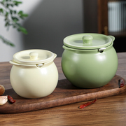 日式厨房装猪油罐家用耐高温陶，瓷釉下彩双耳带盖调味料罐荤油罐