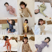 艾摩贝贝Ambb儿童内衣套装 男女卡通家居服韩版羊毛拉架磨毛睡衣