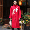 新中式棉服女冬季刺绣唐装棉衣麂皮绒宽松复古中长款夹棉国风外套