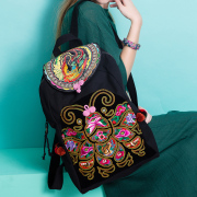 米娅原创民族风复古文艺国风刺绣包双肩包背包大容量旅行包帆布包