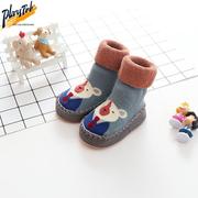 秋冬季婴儿鞋袜子男童女童学步袜鞋加厚保暖防滑地板鞋袜宝宝