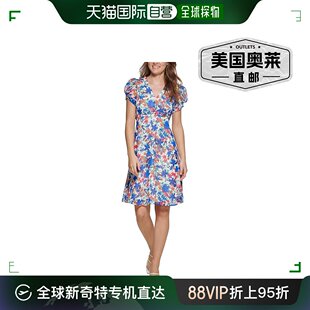 calvinklein女士，floralv-neckshiftdresswhitebluemulti