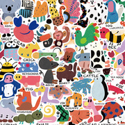 50张可爱卡通涂鸦动物贴纸，笔记本电脑手，账本手机壳行李箱装饰贴画