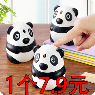 可爱熊猫创意自动牙签盒手压式家用客厅塑料牙签筒随身便携牙签罐