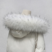 白色毛领单卖百搭通用羽绒服帽子大衣，毛条貉子皮草毛仿真(毛仿真)狐狸女士