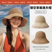 适合三亚海边拍照的帽子女夏季沙滩，遮阳防晒草编渔夫帽水桶草帽