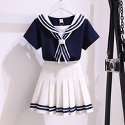 女童海军风套装裙夏装洋气时尚儿童半身裙两件套夏季JK制服学院风
