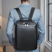 时尚书包韩版电脑背包真皮，双肩包男大容量，头层牛皮包商务背包