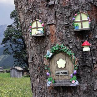 跨境蝴蝶夜光门窗套装挂件树脂庭院小摆件树上装饰品园艺仙女树挂