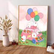 气球兔子钻石画满钻客厅卧室小件十字绣2022儿童贴手工带框5d