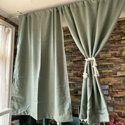 简约军绿色成品窗帘，客厅书房隔断帘，北欧加厚全遮光纯色窗帘