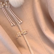 新中式国风呢子大衣女冬季厚盘扣，复古小香风短款粉色毛领毛呢外套