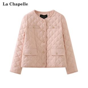 拉夏贝尔/La Chapelle秋冬季圆领小香风气质短款羽绒服外套上衣女