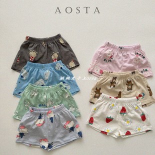 Aosta韩国童装24夏男女婴小童宝宝薄棉卡通可爱休闲短裤