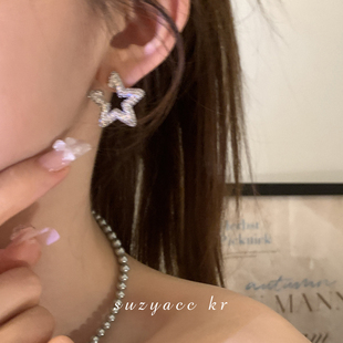 suzyacc kr超闪水钻星星耳环2023小众设计感耳钉气质高级耳饰