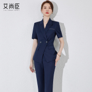 珠宝店工作服女夏爱尚臣美容院，职业装短袖西装套装房地产置业顾问