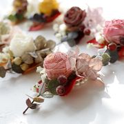 复古欧式韩式烧边仿真玫瑰，新娘伴娘结婚手腕，花新郎伴郎婚礼胸花