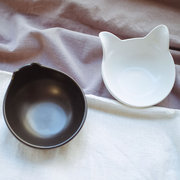 萌货食堂  加菲可用陶瓷碗宠物碗狗狗食盆斜面猫碗水碗饭碗猫耳碗