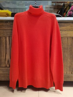 k牌艳色羊绒衫，西瓜红毛衣高领，长袖中长款宽松版净版高品质