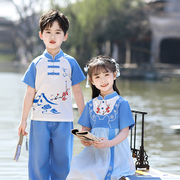 儿童唐装男童套装夏天六一小孩子，中国风演出班服复古风女童汉服裙