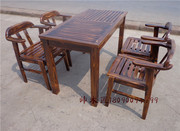 防腐木庭院桌椅碳化木，户外休闲桌椅茶楼休闲桌，餐厅饭店桌椅组合