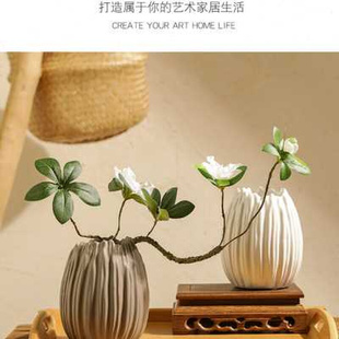 新中式禅意日系台面蛋壳，陶瓷花瓶客厅，餐桌插花茶室家居装饰品摆件