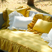 木耳花边抱枕套，日韩简约全棉四季通用万能沙发垫子沙发巾全包沙发