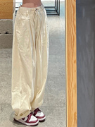 裤子女秋季日系垂感直筒长裤设计感小众高腰阔腿裤宽松显瘦休闲裤