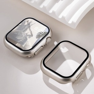 适用applewatchs9保护壳s8苹果iwatch8保护膜，ultra手表表壳9钢化膜s7表带，7一体全包se表套s6创意高级保护套