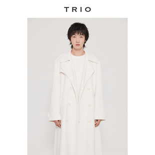 TRIO LAB AW独立设计师 男女同款 廓形双排扣大衣 奶白 深灰